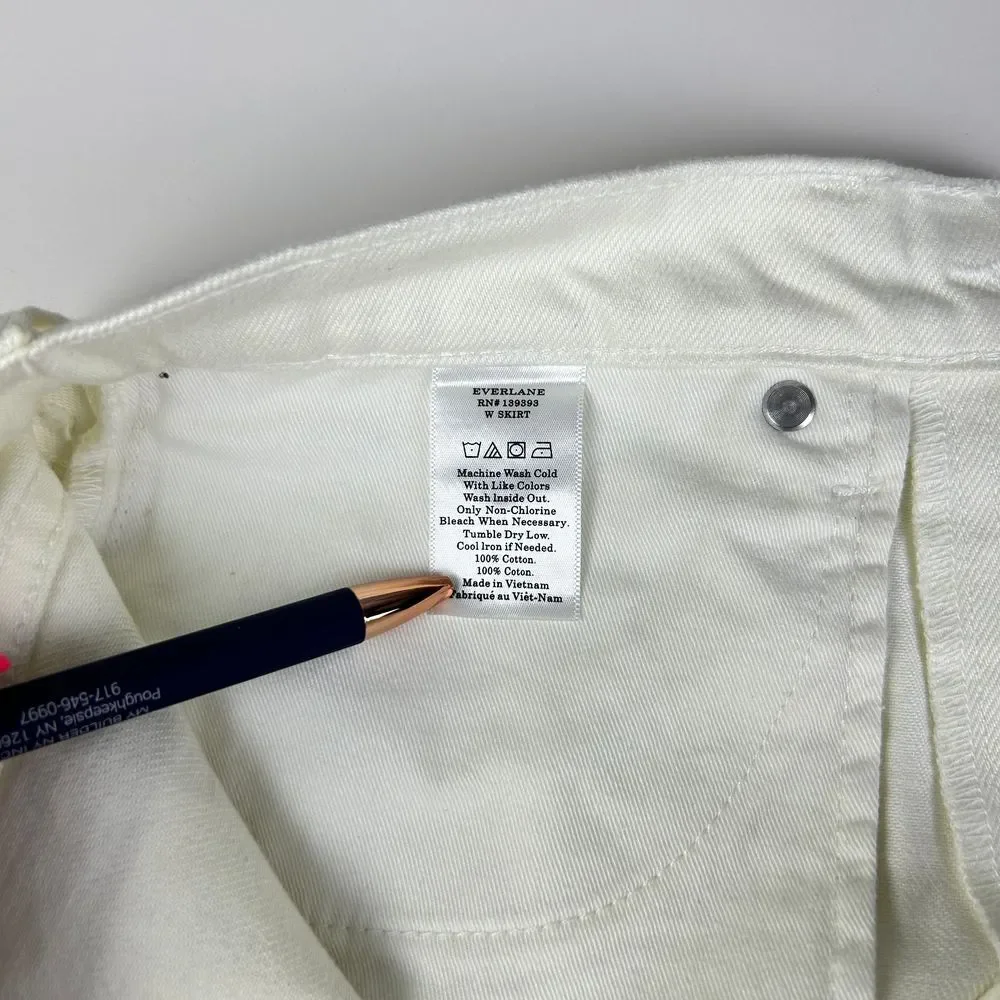 Everlane Women's Cream Cotton Zip Fly‎ Casual A-Line Mini Denim Skirt Size 28 - Picture 5 of 5